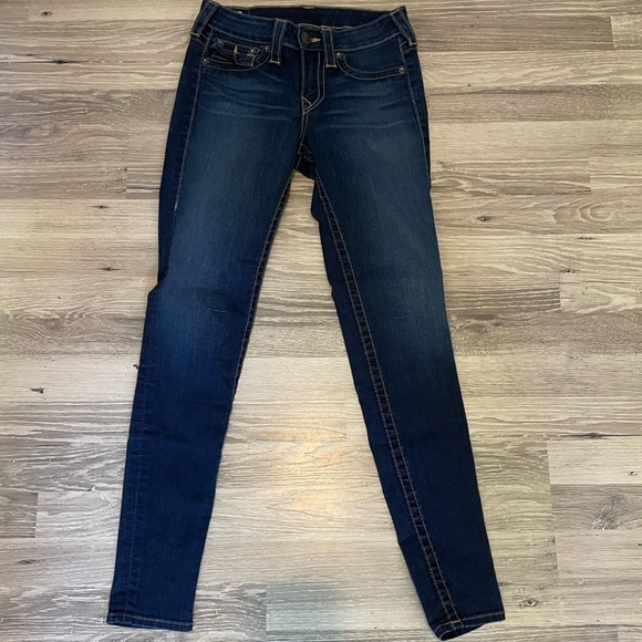 True Religion Denim - 𝅺true Religion Dark Blue Denim Skinny Jeans Women Size 27 RN#112790 NWOT